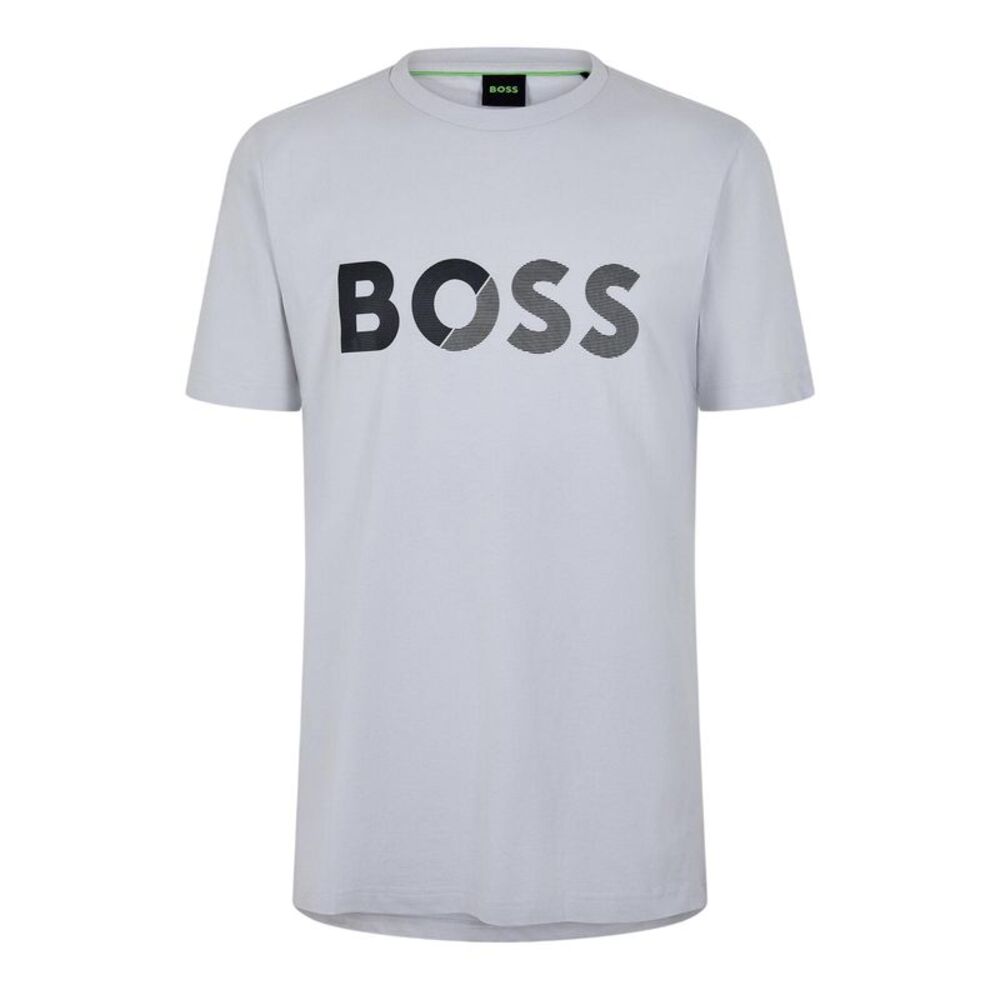 Boss Mens Big Logo Regular T-Shirt / Light Grey